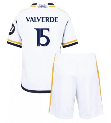 Real Madrid Federico Valverde #15 Domácí dres komplet pro Děti 2023-24 Krátkým Rukávem (+ Krátké kalhoty)