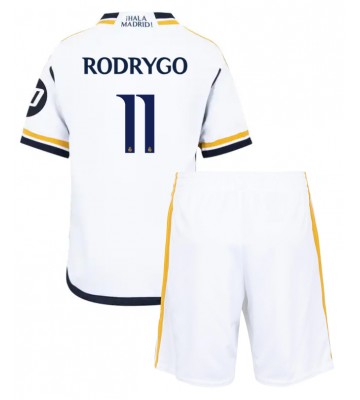 Real Madrid Rodrygo Goes #11 Domácí dres komplet pro Děti 2023-24 Krátkým Rukávem (+ Krátké kalhoty)