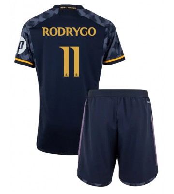 Real Madrid Rodrygo Goes #11 Venkovní dres komplet pro Děti 2023-24 Krátkým Rukávem (+ Krátké kalhoty)