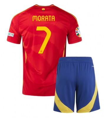 Španělsko Alvaro Morata #7 Domácí dres komplet pro Děti ME 2024 Krátkým Rukávem (+ Krátké kalhoty)