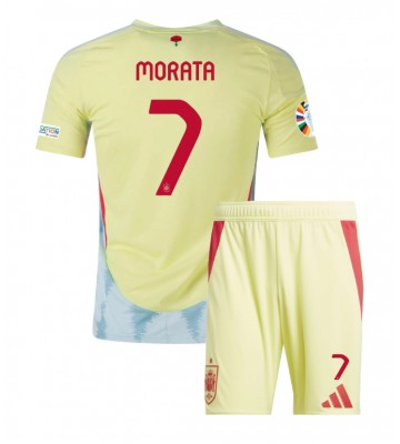 Španělsko Alvaro Morata #7 Venkovní dres komplet pro Děti ME 2024 Krátkým Rukávem (+ Krátké kalhoty)